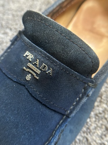 Scarpe da guida mocassino PRADA camoscio blu taglia US 9 (Prada 8) modello 2170