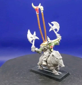 WARHAMMER FANTASY - AOS  - ORC WARBOSS ON BOAR 90's  - METAL - OOP !   - Picture 1 of 6