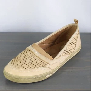 Earth perforierte flache Damen-Slipper aus Leder Größe 9,5B hellbraune bequeme Schuhe - Bild 1 von 7