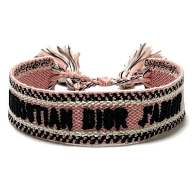 Pulsera DIOR Brazalete Rosa Tejido Lona Para Mujer Moda Joyería Auténtico Excelente Foto 1 de 4