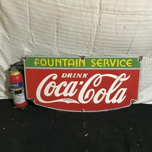 SERVICIO FUENTE COCA COLA Gasolina Porcelana Esmalte 27 X 14 en Un Lado 01 - Imagen 1 de 5