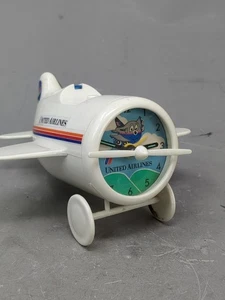 Vintage United Airlines Propeller bewegt Flugzeug Schreibtisch Wecker Reise funktioniert - Bild 1 von 12