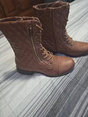 Forever Boots Camel Quilted With Zippers Size 8.5 - Image 1 of 4