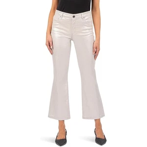 Kut from the Kloth Sz 6 Silver Kelsey High Rise Fab Ab Ankle Flare Pants HR8-3 - Picture 1 of 8