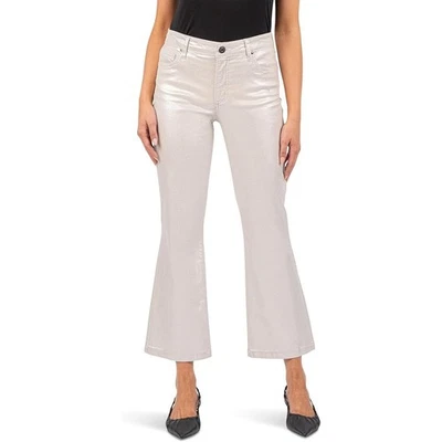 Pantalones acampanados al tobillo Kut from the Kloth talla 6 plateados Kelsey tiro alto Fab Ab HR8-3 Foto 1 de 4