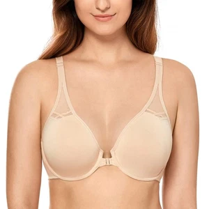 Racerback Front Closure Bra for Women Plus Size Seamless Unlined Underwire T-... - Picture 1 of 6