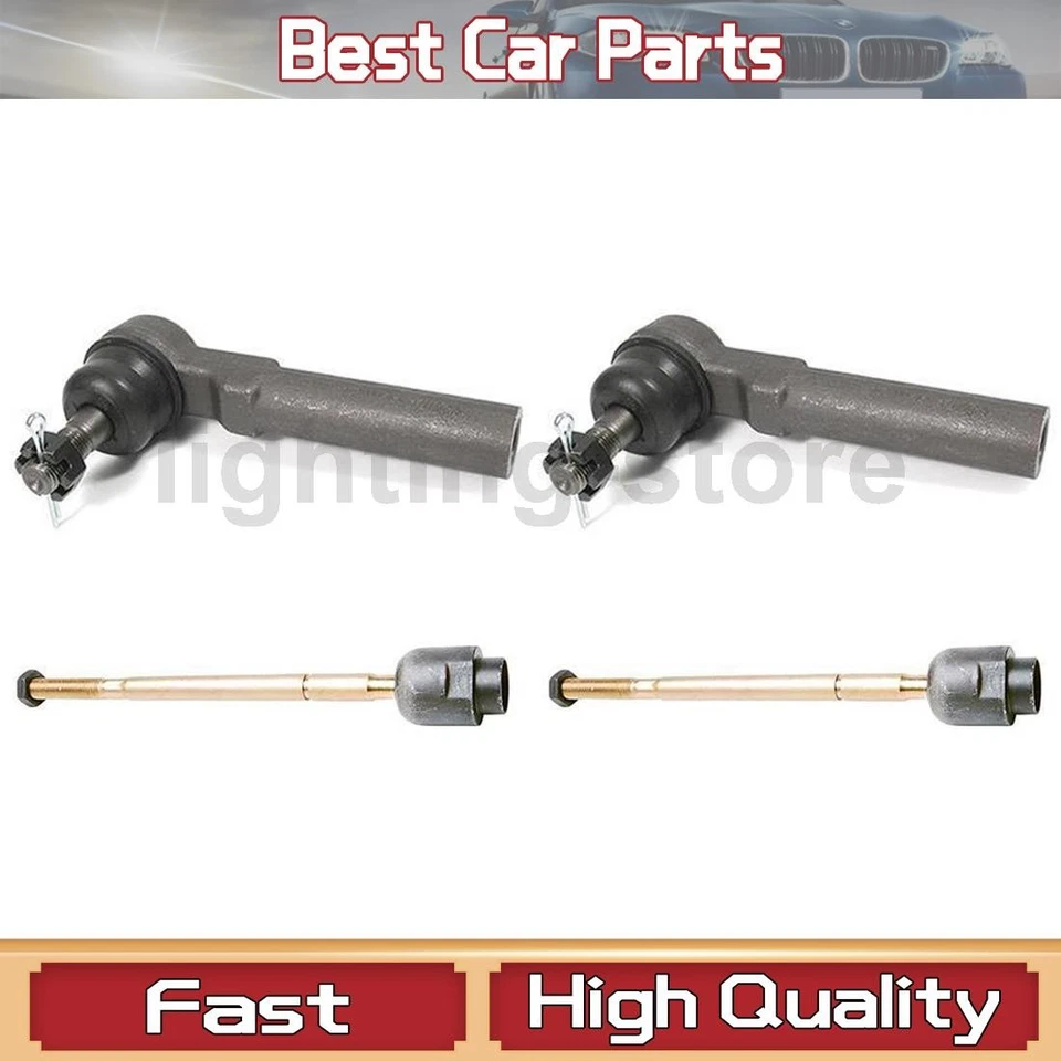 4 Front Inner Outer Tie Rods Ends Fits Buick Reatta 3.8L Buick Riviera 3.8L - Image 1 of 4
