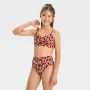 Conjunto de bikini estampado guepardo dibujado a mano para niñas - clase de arte M 8 - Imagen 1 de 2