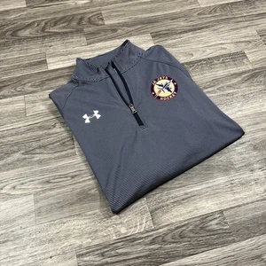 UNDER ARMOUR Junior Jets Hockey 1/4 Zip Blue Striped Athletic Shirt Men's Size M - Picture 1 of 8