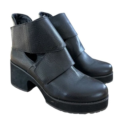 Shellys London Womens Leather Platform Ankle Boot Black Size 9 Moto - Image 1 of 4