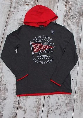 GAP Niños Niños NUEVA Talla 4-5 Gris Rojo Deportes Sudadera con Capucha Camisa Manga Larga Foto 1 de 4