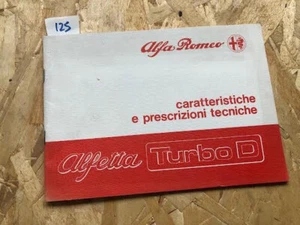 ALFETTA TURBO DIESEL - CARATTERISTICHE TECNICHE - ORIGINALE NO PDF/COPIE - Picture 1 of 3