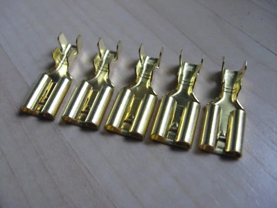 Lot (5) Crimp Terminal Connector Brass 9.5mm 3/8" Female 10-6AWG #E83AD - Image 1 of 4