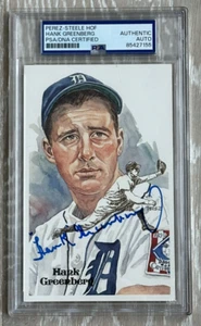 Hank Greenberg Signed Auto Perez Steele HOF Postcard 3rd Series Card #81 PSA/DNA - Picture 1 of 3