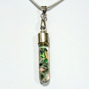BLACK AND WHITE OPAL CHIP GLASS AND STEEL PENDANT NECKLACE "NEW" AUZ MADE OC5 - Bild 1 von 4