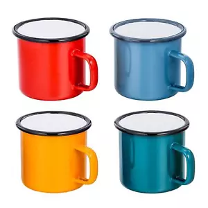 Tea Coffee Mug Set Of 4 Enamel Drinking Mugs Cups For Home Use/office/party Or C - Picture 1 of 7