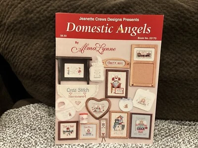 Vtg HTF Domestic Angels Jeanette Crews Designs Cross Stitching Book House Wife - Image 1 of 3