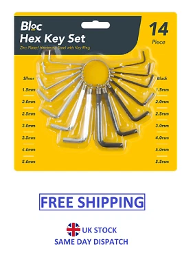 14 pcs Hex Key Wrench Set With Holder Allen Alan Allan AF Metric Ring - Image 1 of 3