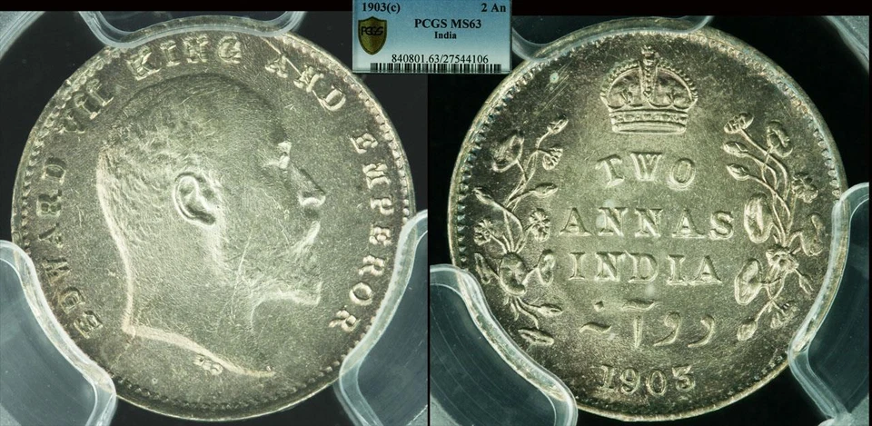 1903(c) 2 Anna PCGS MS63 (India - British - Regal) - Image 1 of 1