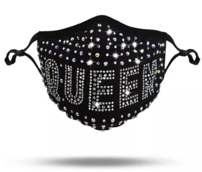 Rhinestones Bling Mask Sparkly Crystal Diamond Fashion Washable Face Cover - Image 1 of 4