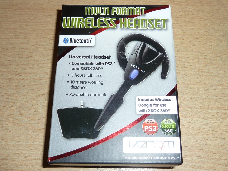 MICROSOFT XBOX 360 & PS3 WIRELESS LIVE HEADSET BLUETOOTH MICROPHONE Boxed Venom - Image 1 of 1