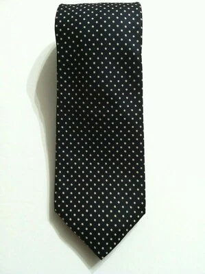 NEIMAN MARCUS HOMBRE NUEVO NEGRO 100% SEDA LUNARES CLÁSICO CUELLO CORBATA ANCHO: 3 1/8" Foto 1 de 3