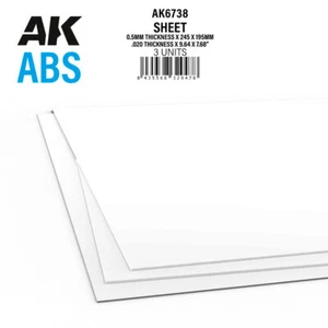 AK-Interactive ABS Sheet - 0.5mm thickness x 245 x 195mm (3pcs) - Picture 1 of 1