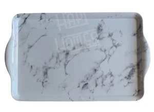 Grey White Marble Effect Food Serving Tray Large Serve Food Dinner Coffee Tea  - Picture 1 of 2