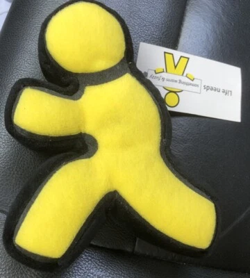 AOL The Running Man Logo Plush Yellow Beanie America Online Internet Broadband - Image 1 of 4