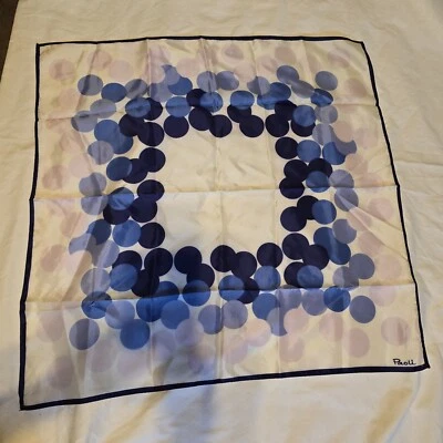 De Colección Paoli Bufanda Acetato 26 Pulgadas Cuadrado Azul Círculos Japón Pequeño Agujero Punto ¡VER FOTOS! Foto 1 de 4