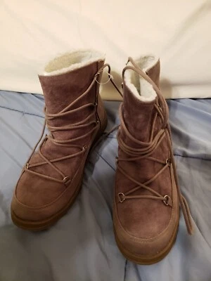 Mad Love Taupe Brown Ankle Boots Shoes Women's Size 9.5 Laces Pull On NEW! - Image 1 of 4