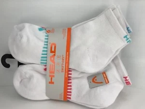 Women's HEAD White 10% COTTON Cushioned Quarter Crew Socks, 6 PACK, $36 MSRP⛳️ - Picture 1 of 12