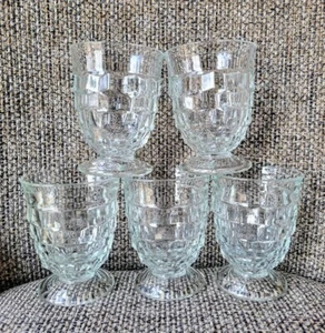 Vintage Indiana Whitehall Colony  Clear Cubist 9 oz Tumblers Flared Lip  x 5 - Picture 1 of 5