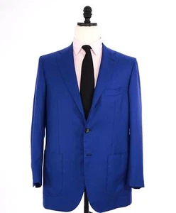 $9,600 KITON - *PURE CASHMERE* Cobalt Blue Patch Pocket 2/3 Roll Blazer - 40R - Picture 1 of 10