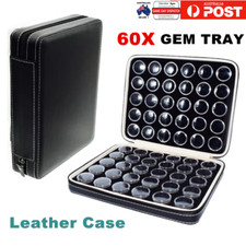 Black 60x Gem Diamond Gemstone Display Leather Case Collection Storage Box AU