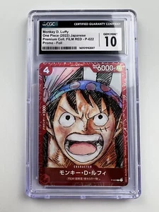 One Piece CCG Monkey.D. Rufy Prem. Coll. Pellicola Red Alt Art P-022 CGC 10 - Foto 1 di 2
