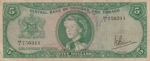 Trinidad & Tobago 1964 5 Dollars Circulated Banknote Pick 27c - Picture 1 of 2