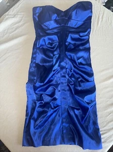 Blondie Nites By Linda Bernell Bodycon Dress Size 3 Blue Polyester Silk Feel Vtg - Picture 1 of 5