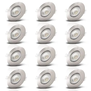 Set of 12 LED Recessed Spotlights Recessed Ceiling Lights 68mm Swivelling Flat - Picture 1 of 12
