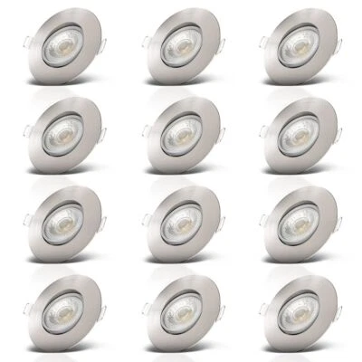 Set of 12 LED Recessed Spotlights Recessed Ceiling Lights 68mm Swivelling Flat - Image 1 of 4