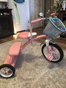 Radio Flyer Tricycle Classic Retro Dual Deck Pink  12" Front Wheel Slightly Used - Picture 1 of 3