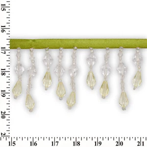 Small Teardrop Beaded Rhinestone Tassel Fringe 2 & 3/8" Wide Polyester Trim BTY - Picture 1 of 12