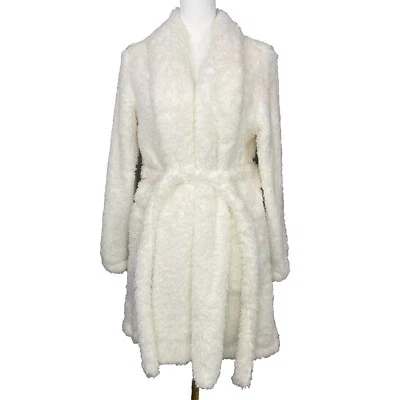 Natori Plush Faux Fur Robe S/M White Belted Soft Cozy Lounge Bathrobe - Image 1 of 4