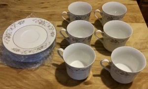6 tazas y platillos Sango China patrón Cannes 8078 descontinuados - Imagen 1 de 5