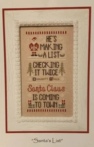 Primitive Santa List Cross Stitch Pattern Sampler Christmas - Picture 1 of 2