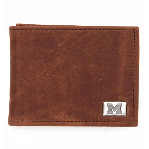 University of Michigan Wolverines Wallet Bifold Leather Wallet Cover