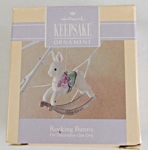 Vintage Dated 1992 Hallmark Easter Ornament Rocking Bunny Rabbit #20616 - Picture 1 of 6