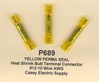 5 Yellow PERMA SEAL Heat Shrink BUTT Terminal Connectors #12-10 Wire Gauge USA