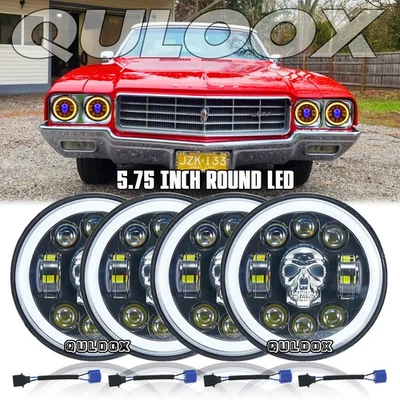 4PCS 5 3/4" 5.75" LED Headlights Hi/Lo Beam For Buick Skylark 1961-1972 GS 455 - Image 1 of 4