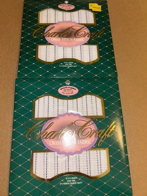 Charles Craft Lot Of 2 Waste Fabric 100% cotton 8.5 Count  1PC 12” X 18” New - Image 1 of 4